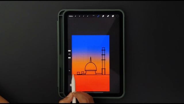 Easy silhouette sketch in Procreate | Step by Step tutorial on iPad mini | Mosque смотреть онлайн