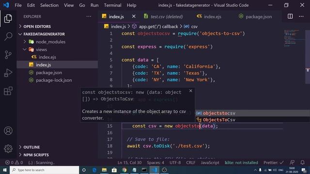 Node.js Express Download CSV File From Array of Objects Using objects to csv Library Full Tutorial смотреть онлайн