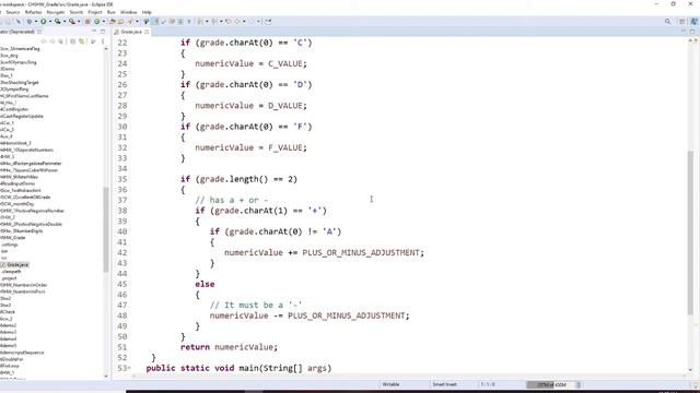 Java , ch5, read a letter grade, display a number grade, with + ,- adjustment of 0.3 point смотреть онлайн