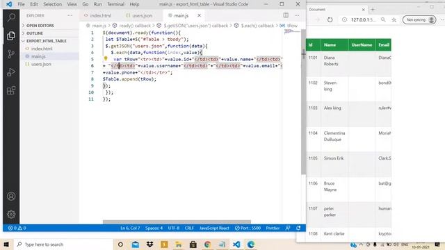 Export HTML TABLE TO PDF & EXCEL смотреть онлайн