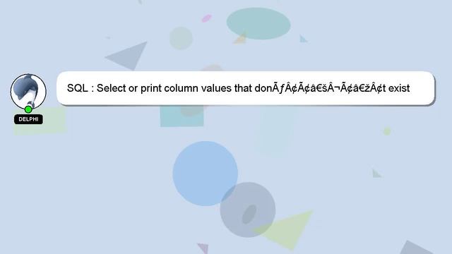 SQL : Select or print column values that donÃƒÂ¢Ã¢â€šÂ¬Ã¢â€žÂ¢t exist between two integers смотреть онлайн