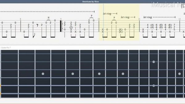 Guitar TAB (Sungha Jung) Americano - 10cm | Tutorial Sheet Lesson #iMn