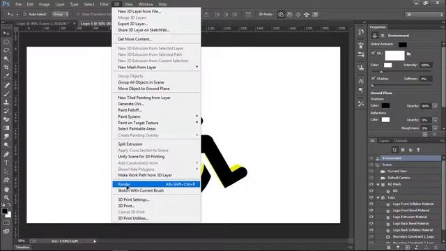 Create 3D Logo With Any Shape In Photoshop CC 014 смотреть онлайн