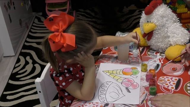 Петушок-золотой гребешок учит цветам и рисовать вкусное мороженое ватными палочками смотреть онлайн