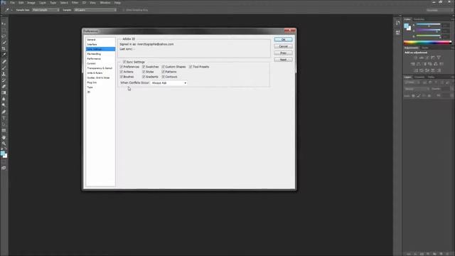 Photoshop Tutorial CC Sync Settings like Brushes and Shortcuts to the Cloud HD смотреть онлайн