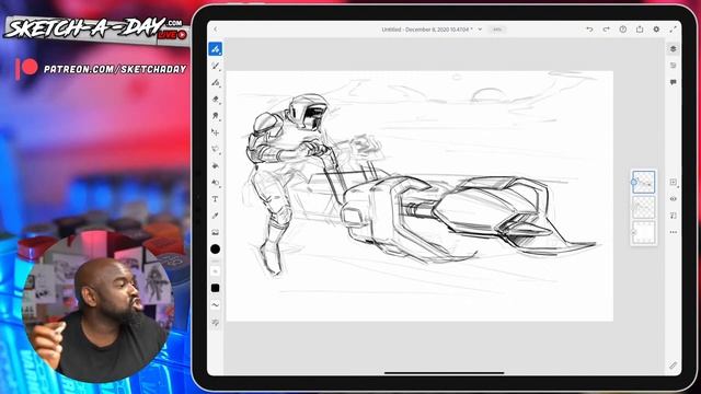 Adobe Fresco - How to draw cars w/ sketchaday - Industrial design sketching and illustration смотреть онлайн