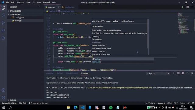 [5] COMO CRIAR BOT DISCORD - BOAS-VINDAS COM EMBED - PYTHON [PT/BR] смотреть онлайн