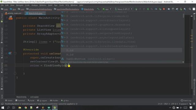 Filter ListView with SearchView | Android Studio | John Puwein | Khasi | Shillong | Meghalaya смотреть онлайн