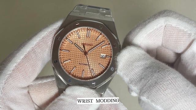 Seiko Royal Oak MOD Review - Salmon Dial - 175K AP vs 245€ MOD смотреть онлайн