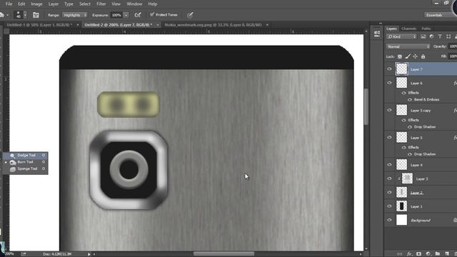 How to use Photoshop Dodge and Burn Tool | Creating Nokia 6500 смотреть онлайн