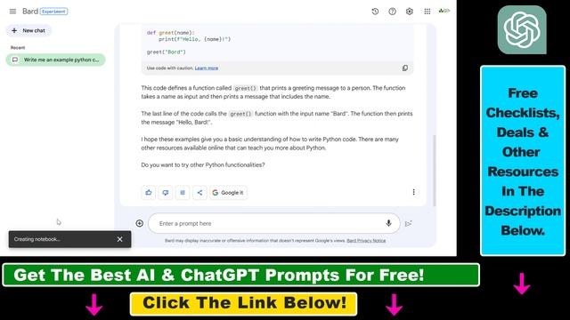 How To Export Google Bard Python Code To Google Colab? смотреть онлайн