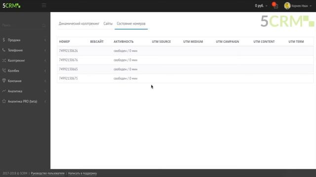Коллтрекинг. Настройка коллтрекинга 5CRM. смотреть онлайн