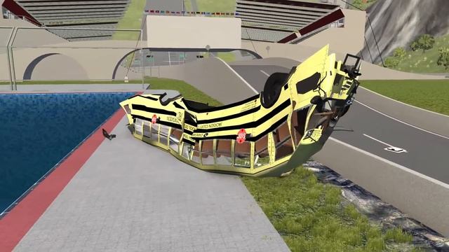 BeamNG drive - School Bus Crashes & Jumps #5 смотреть онлайн