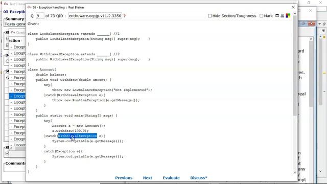 Insert the missing classes in the incomplete exception hierarchy. (enthuware.ocpjp.v11.2.3356) смотреть онлайн
