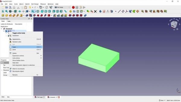 FreeCAD How To Duplicate Object