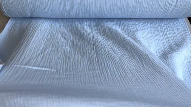 Муслин двухслойный жатый Небесно голубой , 135 см, Китай смотреть онлайн