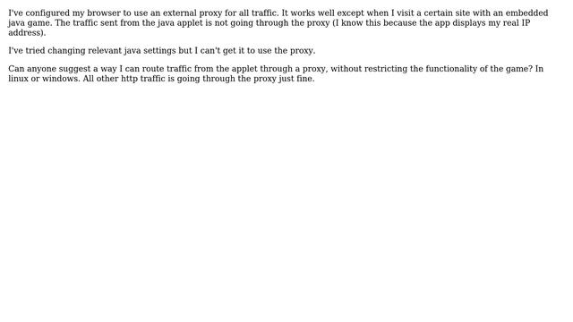 Force embedded Java applet to use external proxy смотреть онлайн