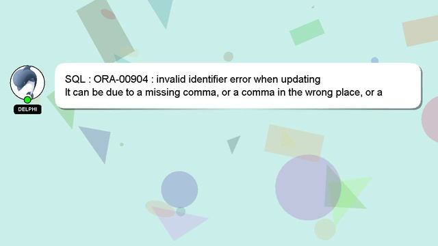 SQL : ORA-00904 : invalid identifier error when updating смотреть онлайн