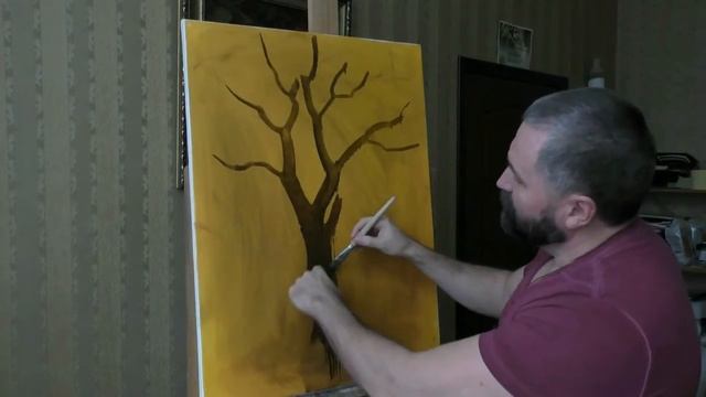 Юрий Клапоух | Уроки живописи для начинающих | Тема: скелет дерева смотреть онлайн