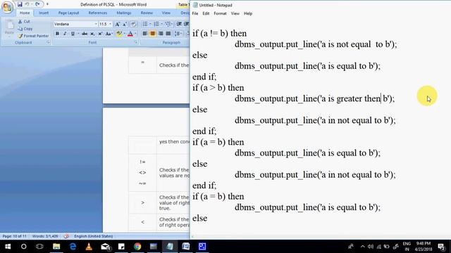Relational Operator in PL/SQL смотреть онлайн