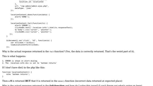 Wordpress: Ajax returning correct data BUT at wrong place смотреть онлайн