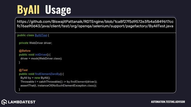 org openqa selenium support pagefactory ByAll with examples смотреть онлайн