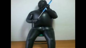 Inflatable latex mask & Inflatable Catsuit