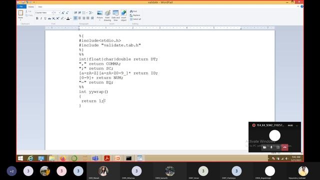 YACC program to validate Java variables declaration смотреть онлайн