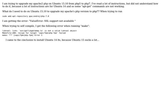 Ubuntu: Install (Upgrade) php7 on Ubuntu 15.10 apache2 смотреть онлайн
