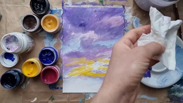 ЛИЛОВЫЙ ВЕЧЕР |Рисуем тяп-ляп, а живописно! Гуашь✌️ смотреть онлайн