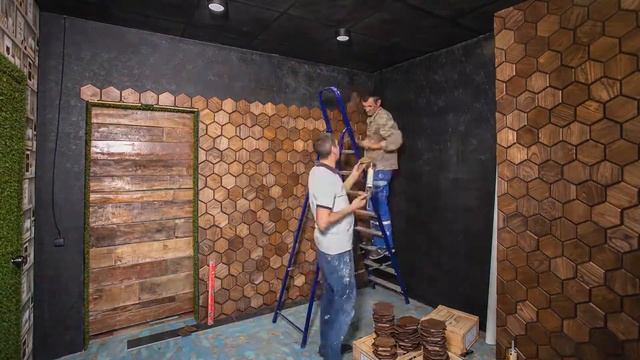 Karragach Design укладка деревянной плитки на стену смотреть онлайн