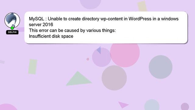 MySQL : Unable to create directory wp-content in WordPress in a windows server 2016 смотреть онлайн