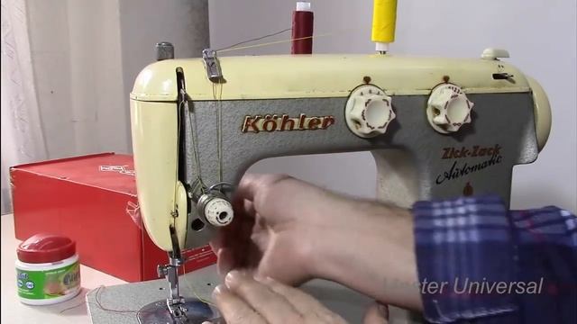 Как заправить нитки на 1 и 2 иголки. Видео № 395. смотреть онлайн