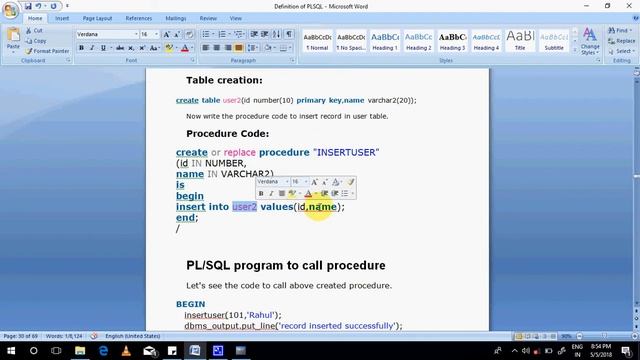 Procedure in PL/SQL смотреть онлайн