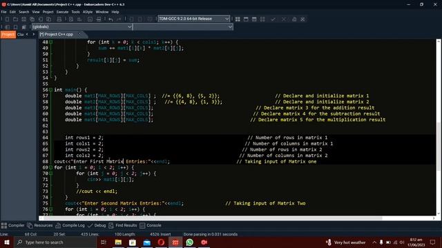 Implementation of Linear Algebra Matrix Operations in C++. смотреть онлайн