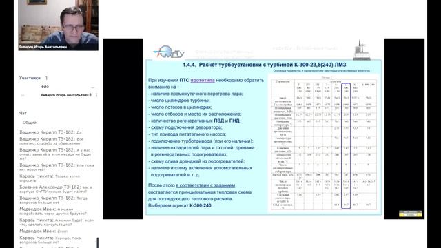 Лекция 8. Расчет схемы К300 23,5. Часть 1