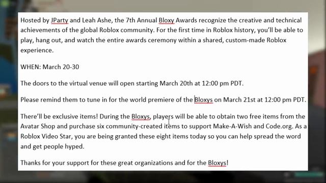 I got the Bloxy Award items early? ROBLOX BLOXY AWARDS EVENT NEWS! смотреть онлайн