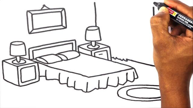 How To Draw Bedroom Drawing Easy Coloring Painting Tips | Very Easy Drawing Cute Drawings Bed Room
