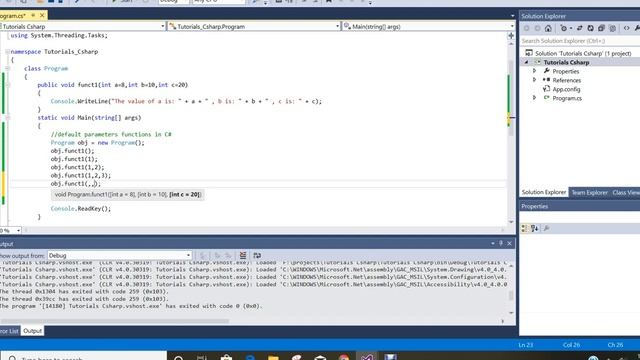 Default parameters Functions in C# смотреть онлайн