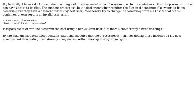 chown a folder on host with a user that only exists inside a docker container смотреть онлайн