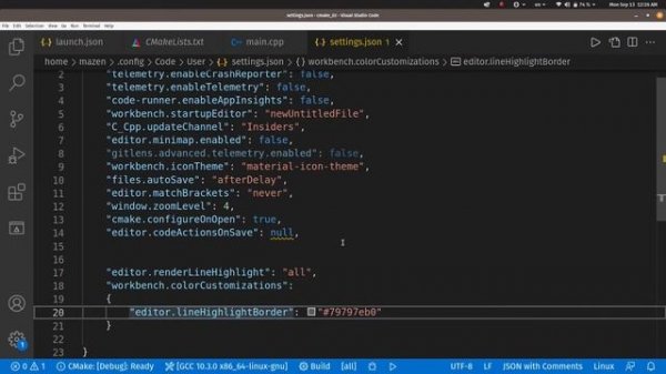 How to change highlight current line color in Visual Studio Code (VS Code)