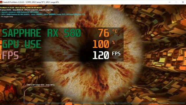 SAPPHIRE RX 580 8GB FPS & Temperature Test