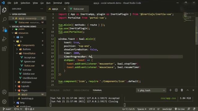 Social Network: Laravel 8 and Inertia - Ep.#18 Sweet Alert 2 | Toast Notifications смотреть онлайн