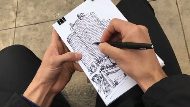 Urban Sketch TIMELAPSE - Bonaventure Hotel - Los Angeles, California смотреть онлайн