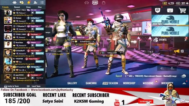 Pubg Season 18 || Python Live #ROAD TO 200 SUBS смотреть онлайн