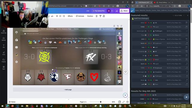 Paris Major 2023 Day 1 - My Challenger Pick Em's Update