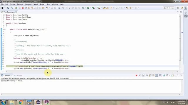 How to use isValidMonthDay method of Year Class? | Java 8 Date and Time смотреть онлайн