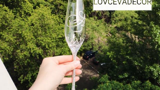 Свадебные бокалы с инкрустацией - LOVCEVADECOR