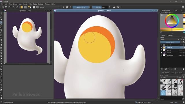 Krita - Cute Little Ghost - Speed Painting on Krita - Digital art by Pallab Biswas смотреть онлайн