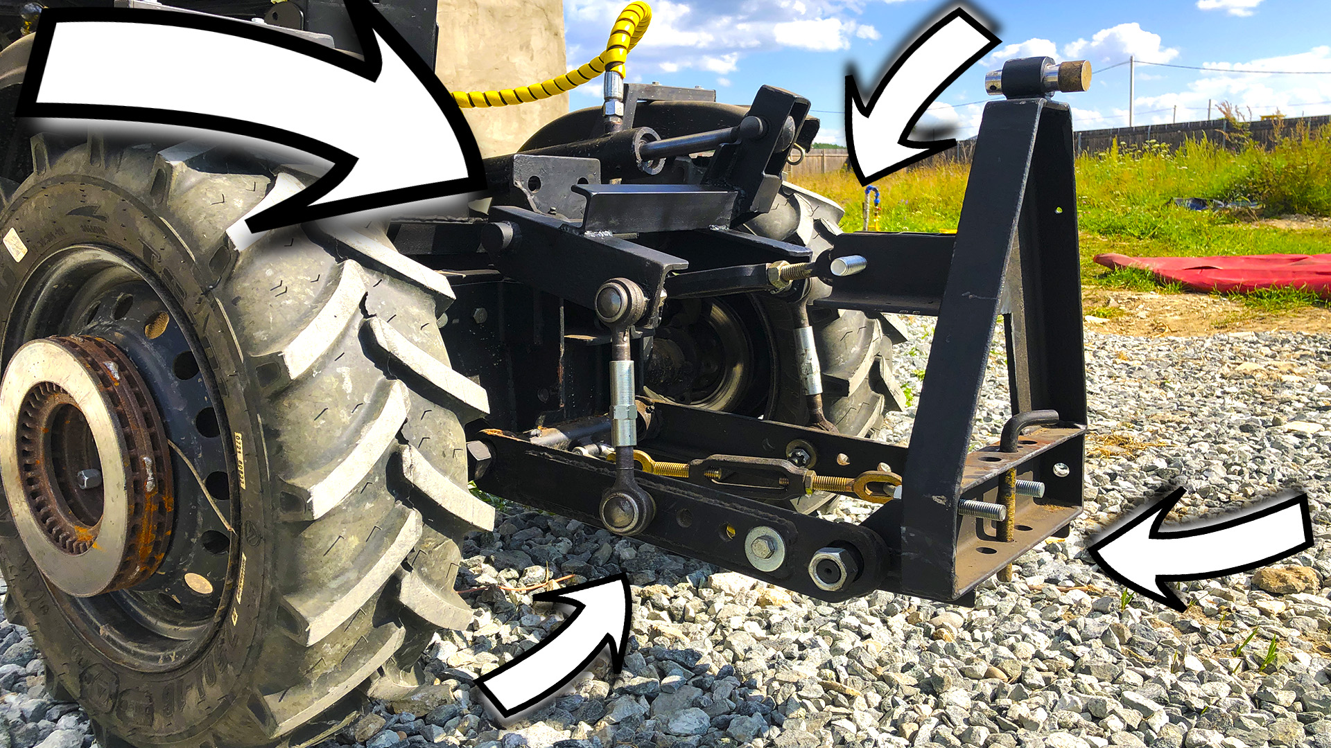 Обзор самодельной задней навески на мини трактор переломка смотреть онлайн